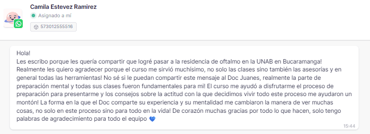 Captura del testimonio