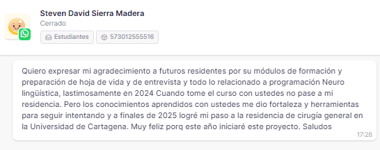 Captura del testimonio