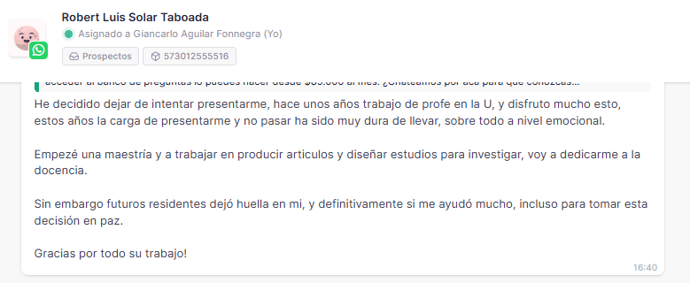 Captura del testimonio